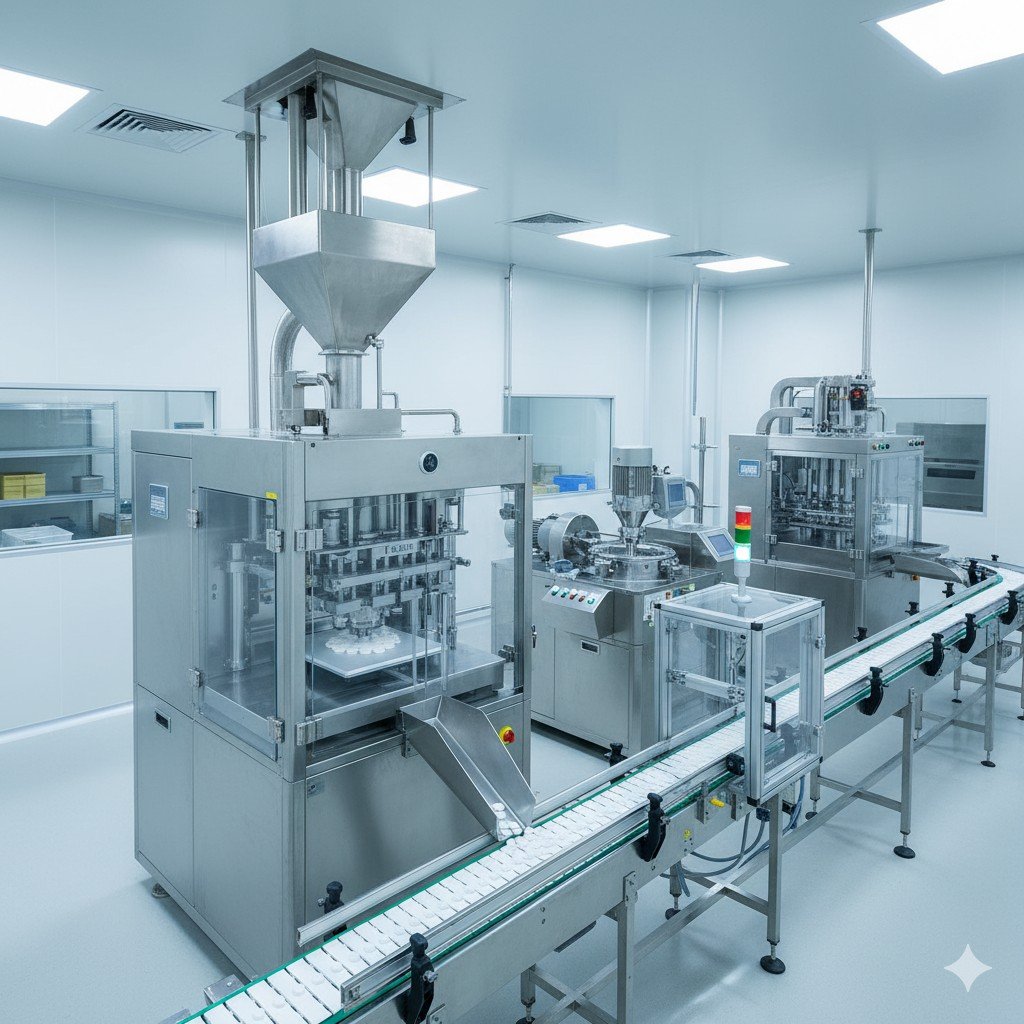 State-of-the-art pharmaceutical manufacturing facility with sterile production lines